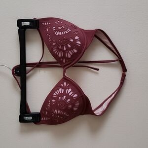 Shade and shore tie bikini top, Lazer cut design, women's 34 B